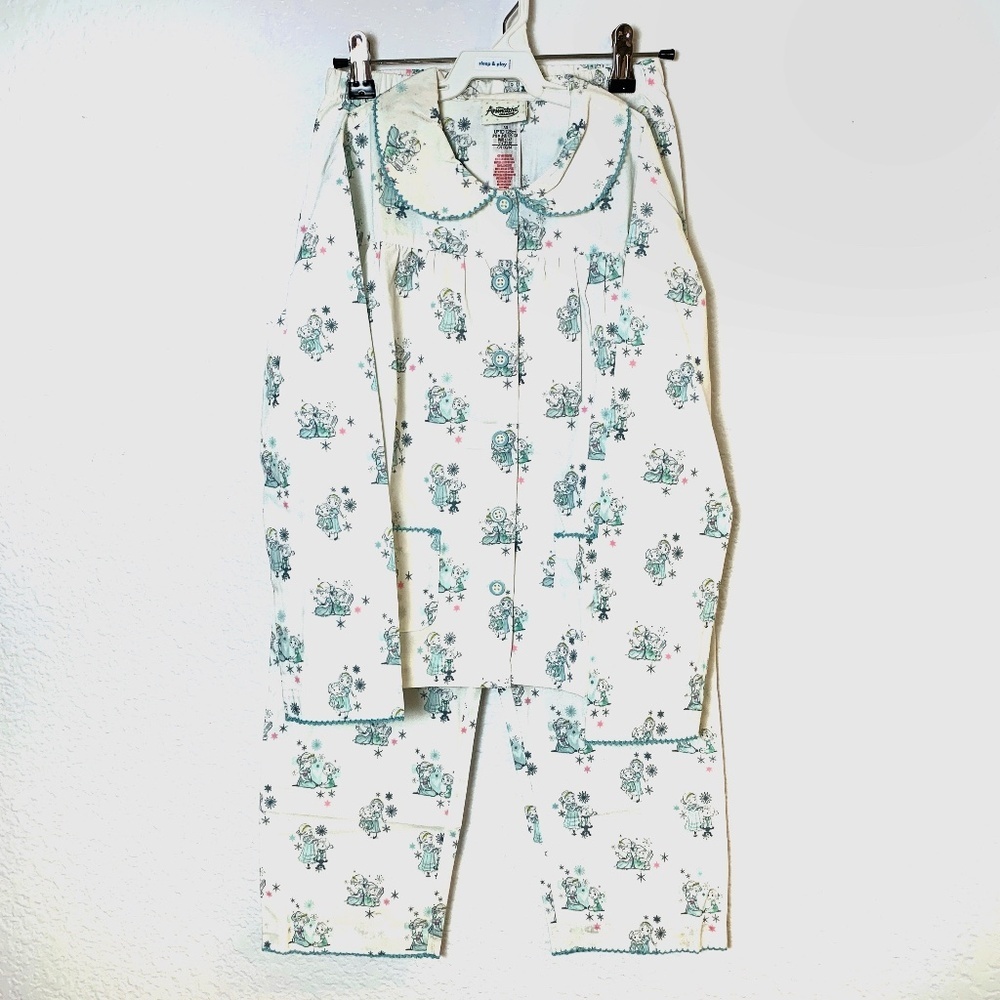 Disney Animators Collection Girls Frozen Pajama Set 7/8 NEW Top Bottom Cartoon